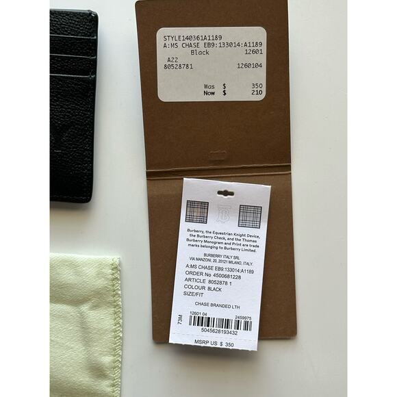 NWT $350 Burberry Logo Embossed Grained Leather Black Card Case 8052878 - Picture 7 of 8
